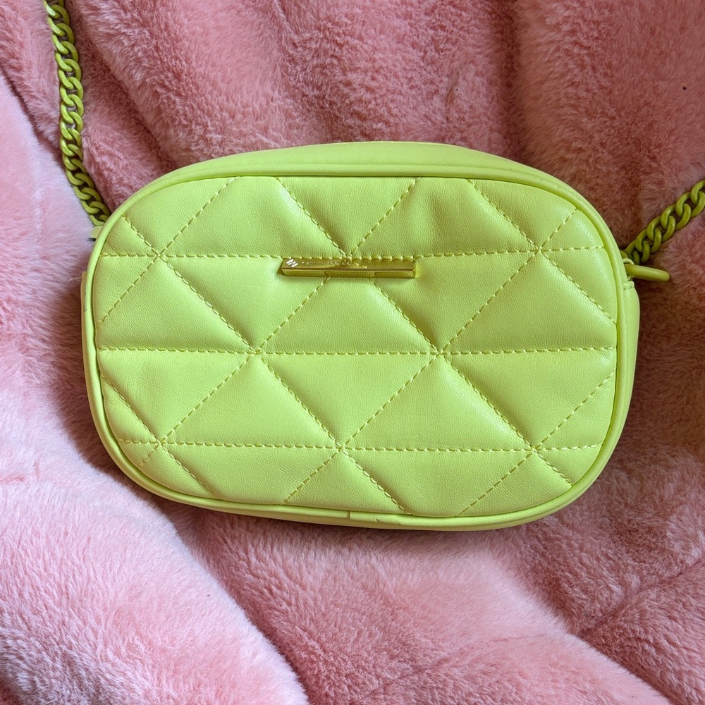 Lime Quilted Crossbody Bag